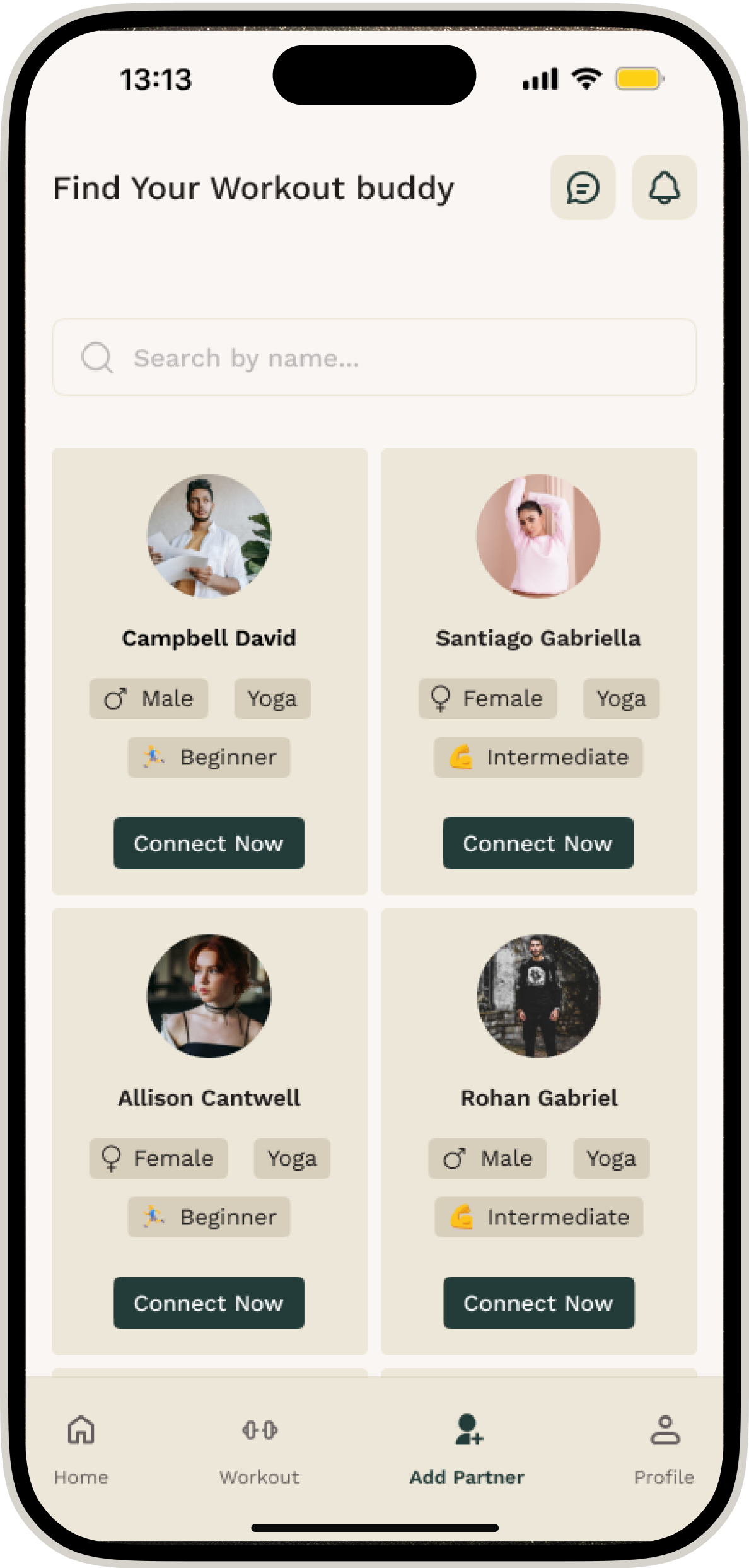 Aara partner discovery feature on a phone